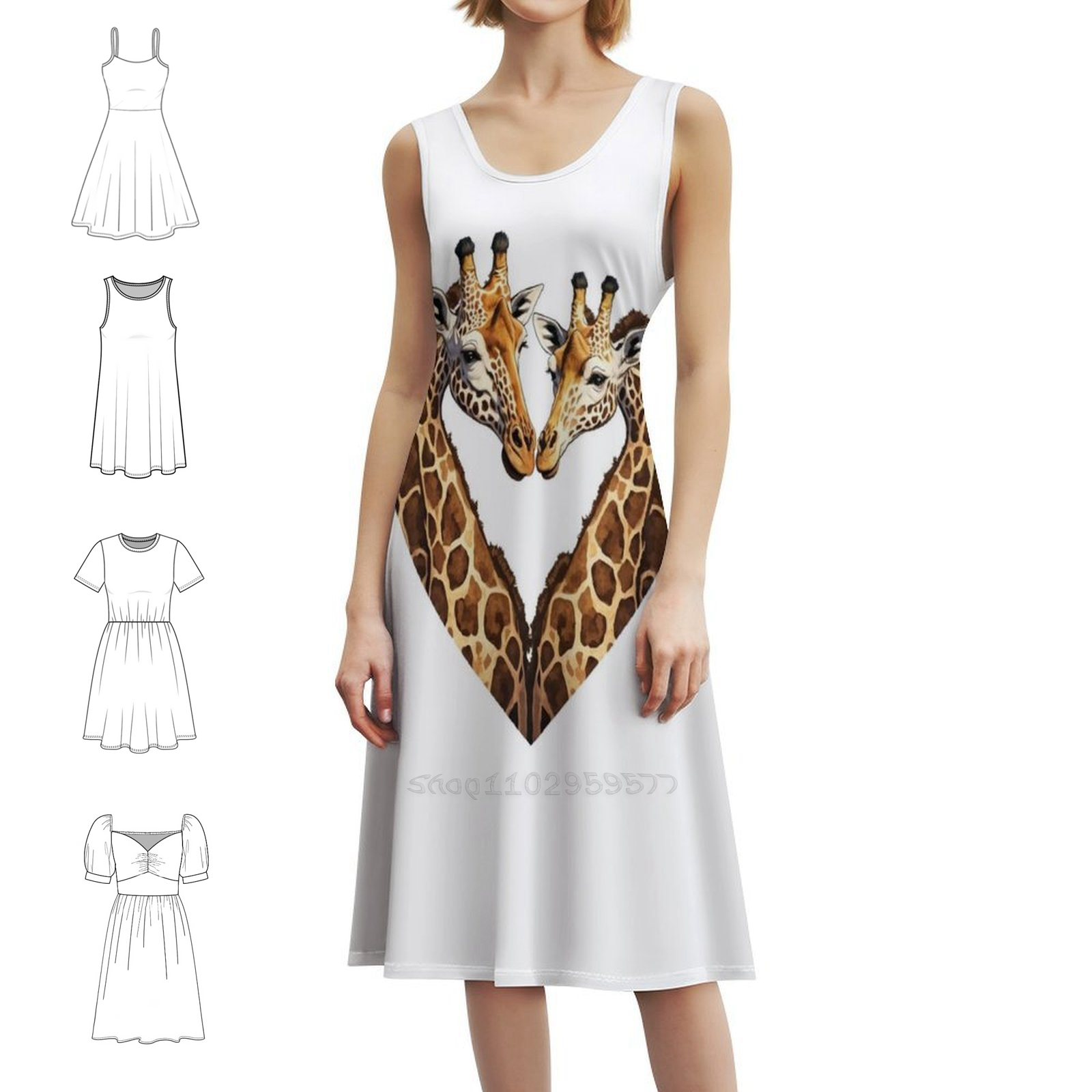 Smocked Dress Women - Giraffe Love Is The Best! Floral