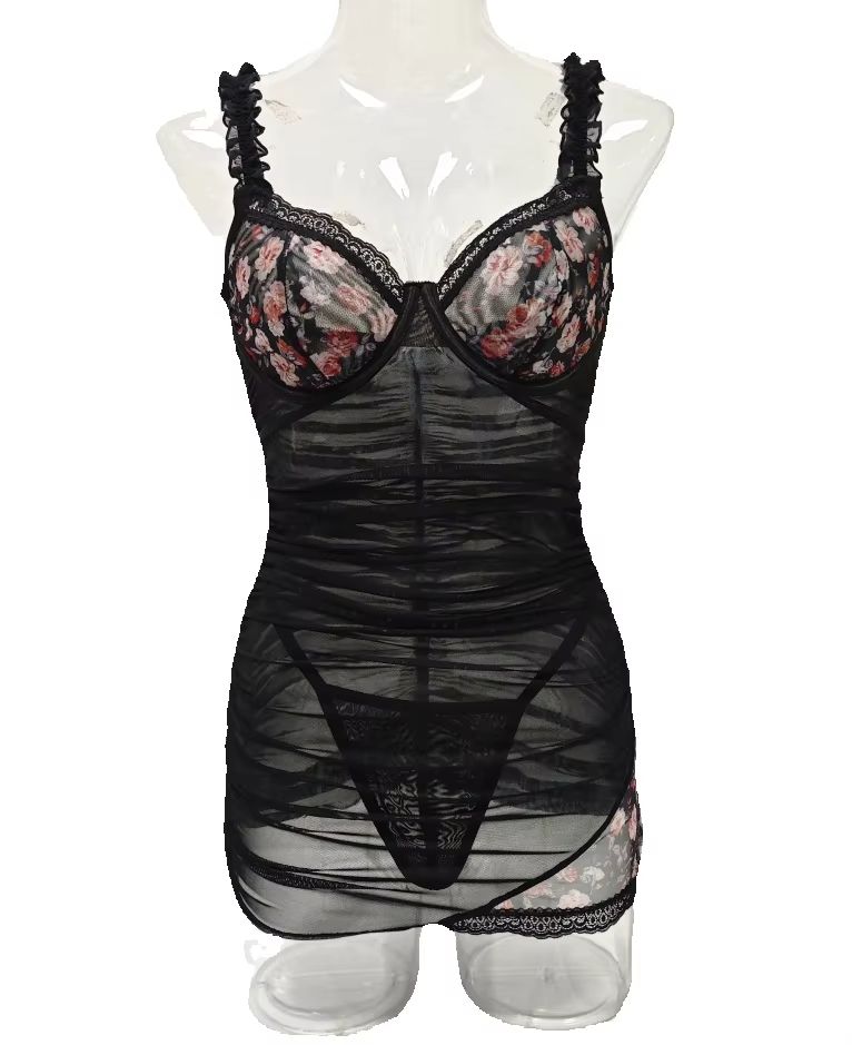 Ruched Dress Mini - Women Lace Lingerie Dress Ruffle Spaghetti