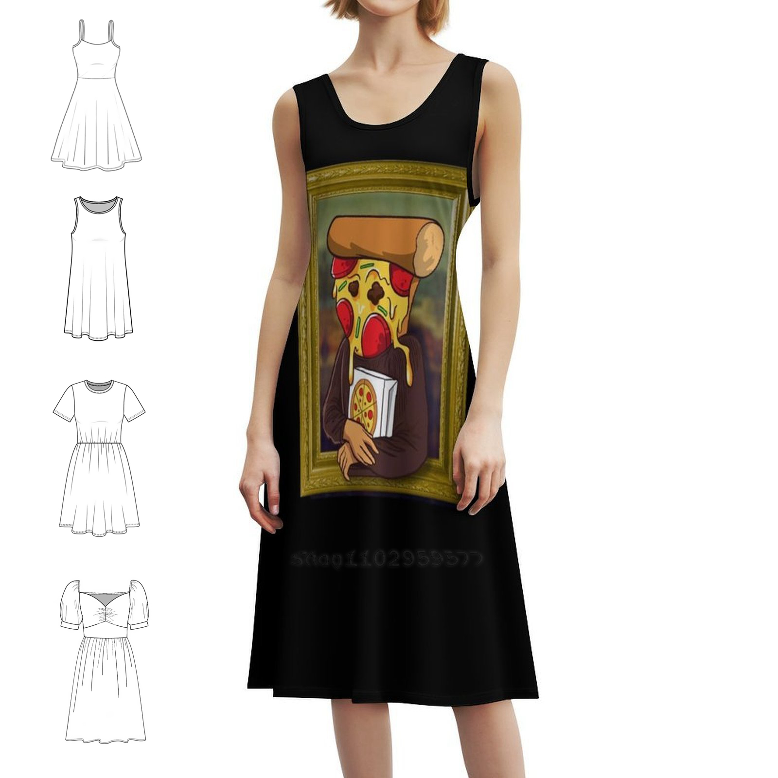 The Pizza Mona Lisa Funny Arti - Smocked Dress Women recensione e prezzo