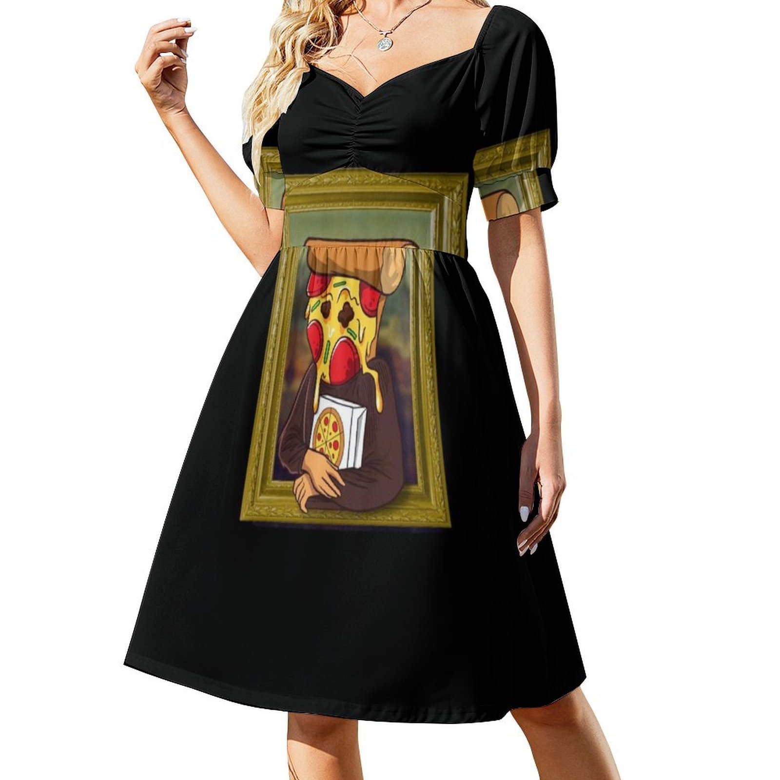 The Pizza Mona Lisa Funny Arti - Smocked Dress Women recensione e prezzo