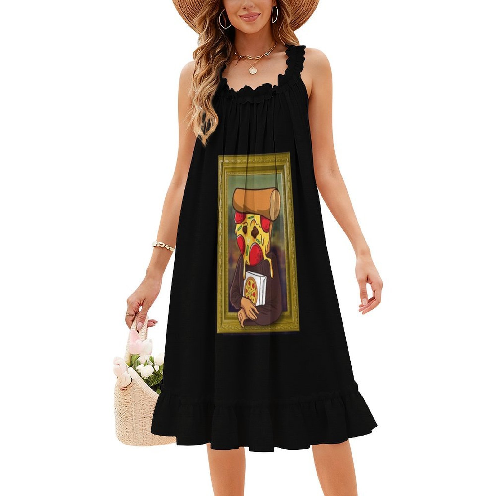The Pizza Mona Lisa Funny Arti - Smocked Dress Women recensione e prezzo