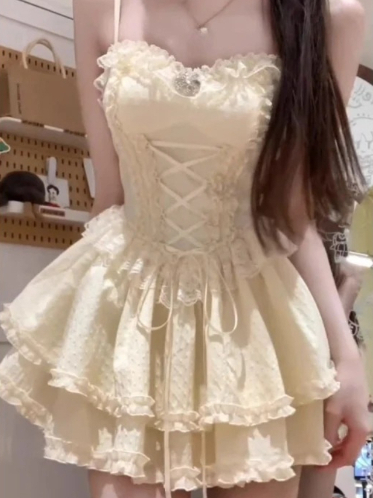 2000s French New Sweet 2 Piece - Ruched Dress Mini recensione e prezzo