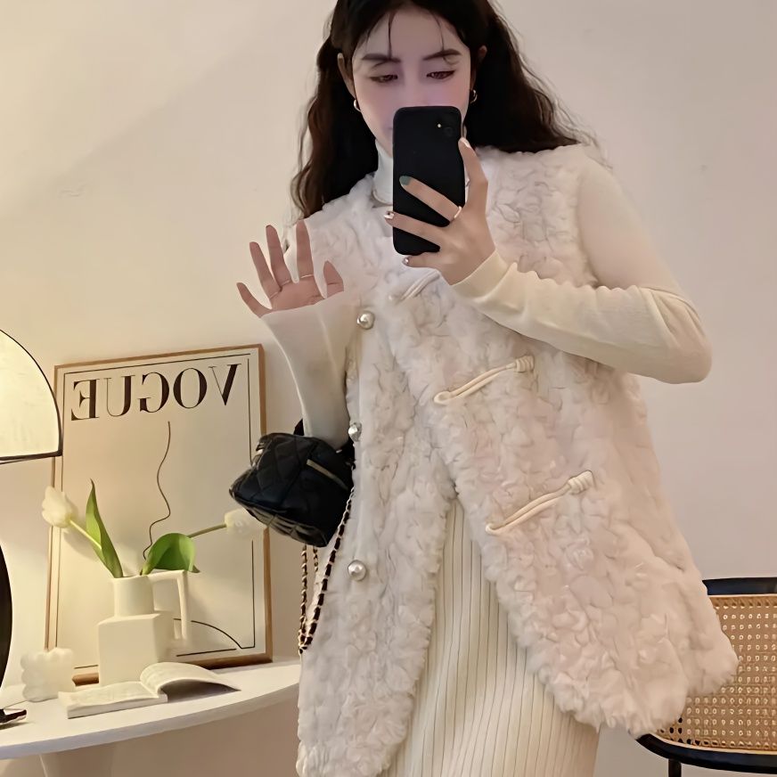 Women's Vests Lamb Plush White - Women'S Fashion Gilet recensione e prezzo