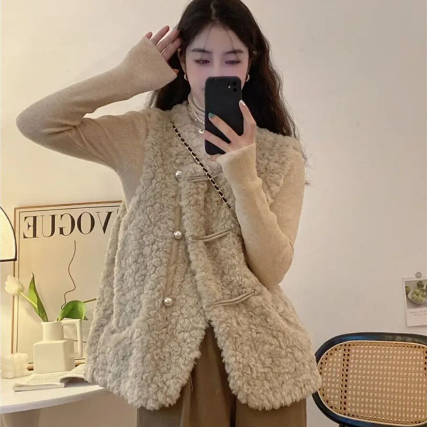 Women's Vests Lamb Plush White - Women'S Fashion Gilet recensione e prezzo