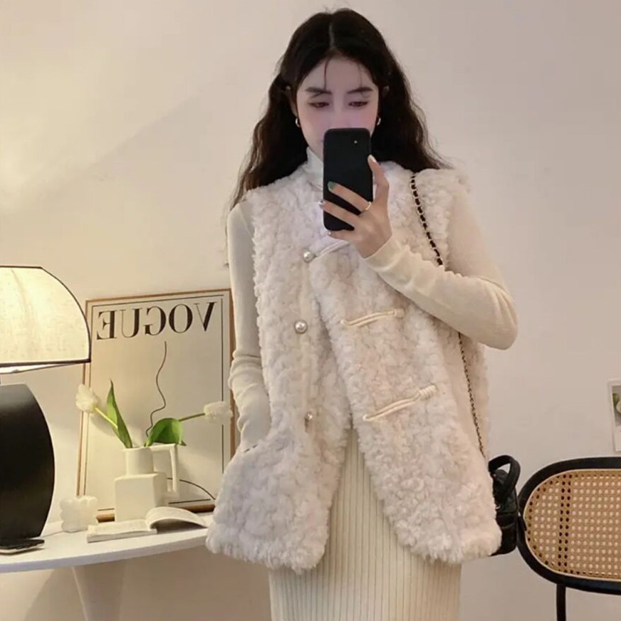 Women's Vests Lamb Plush White - Women'S Fashion Gilet recensione e prezzo