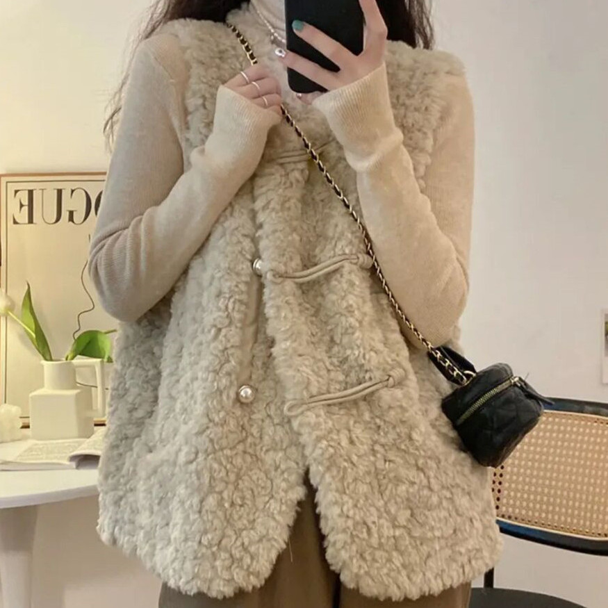 Women's Vests Lamb Plush White - Women'S Fashion Gilet recensione e prezzo