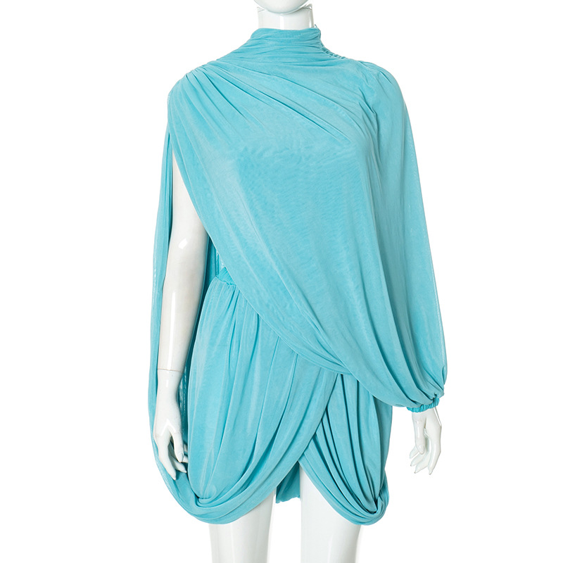 2025 Autumn Women Elegant Blue - Ruched Dress Mini recensione e prezzo