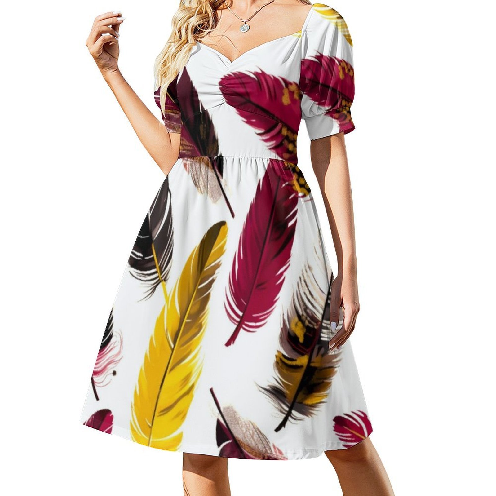 Feathers-Pink Ivory Gold Black - Smocked Dress Women recensione e prezzo