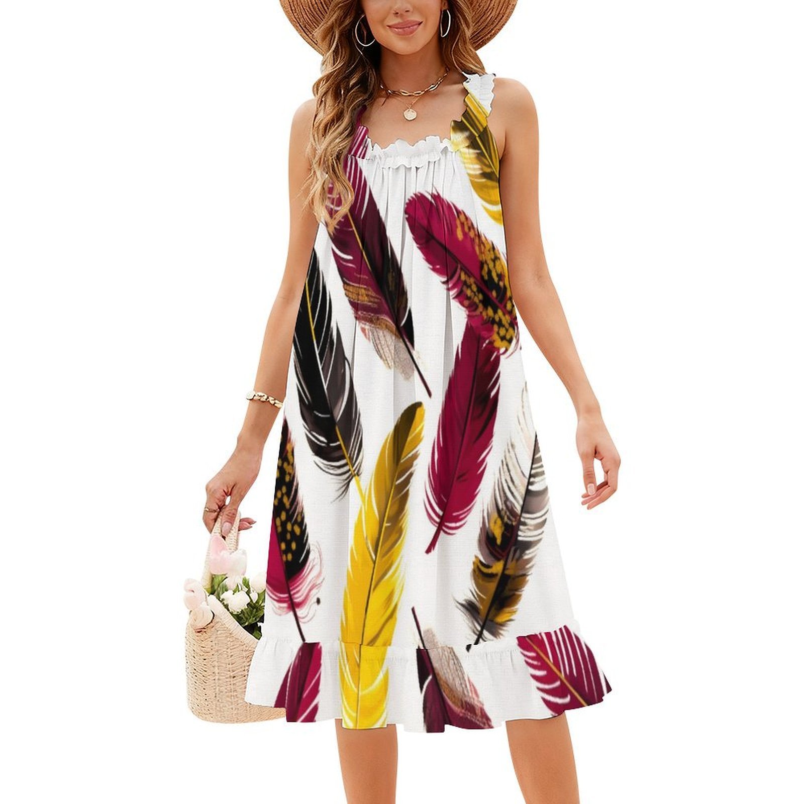 Feathers-Pink Ivory Gold Black - Smocked Dress Women recensione e prezzo