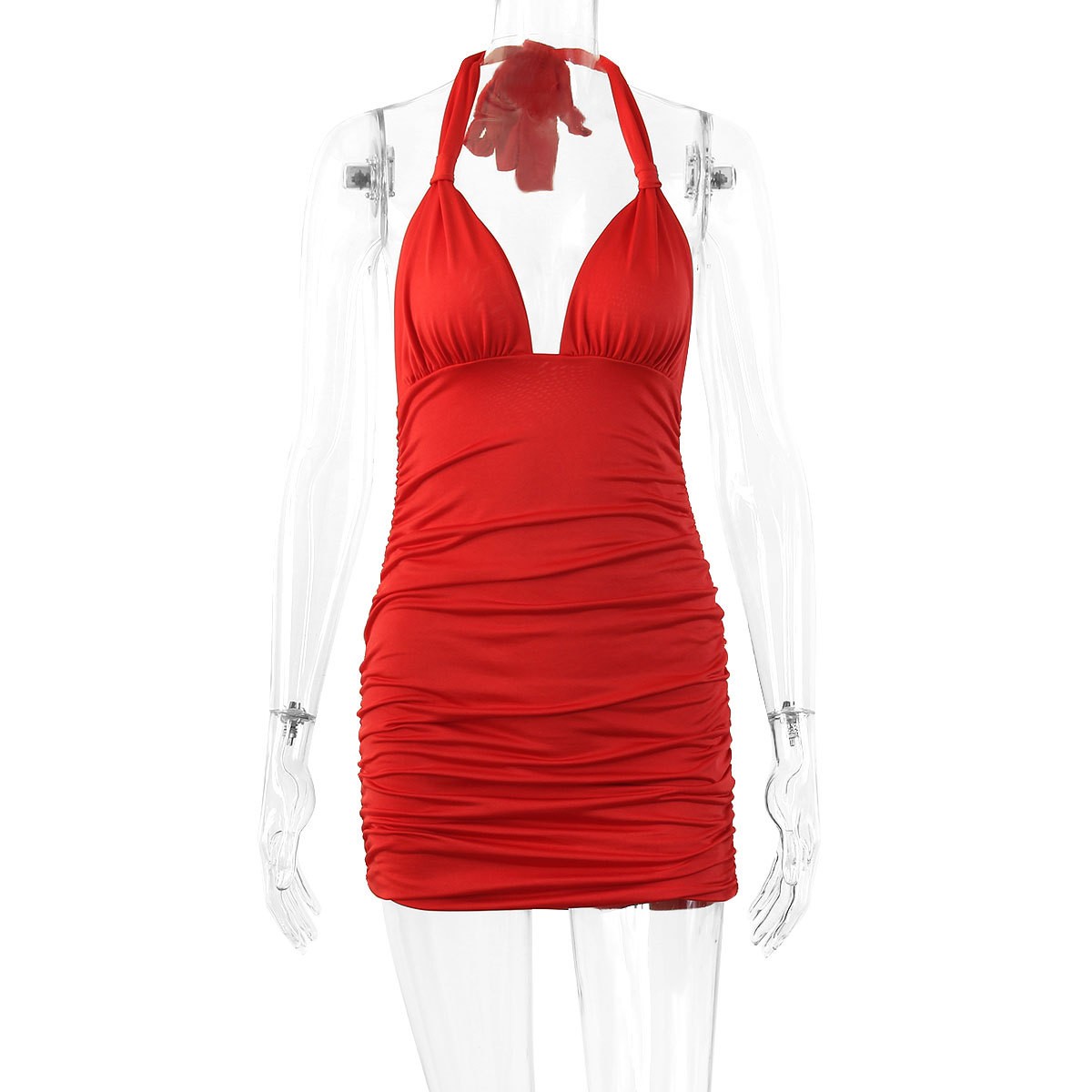Summer Women's Clothing Deep V - Ruched Dress Mini recensione e prezzo