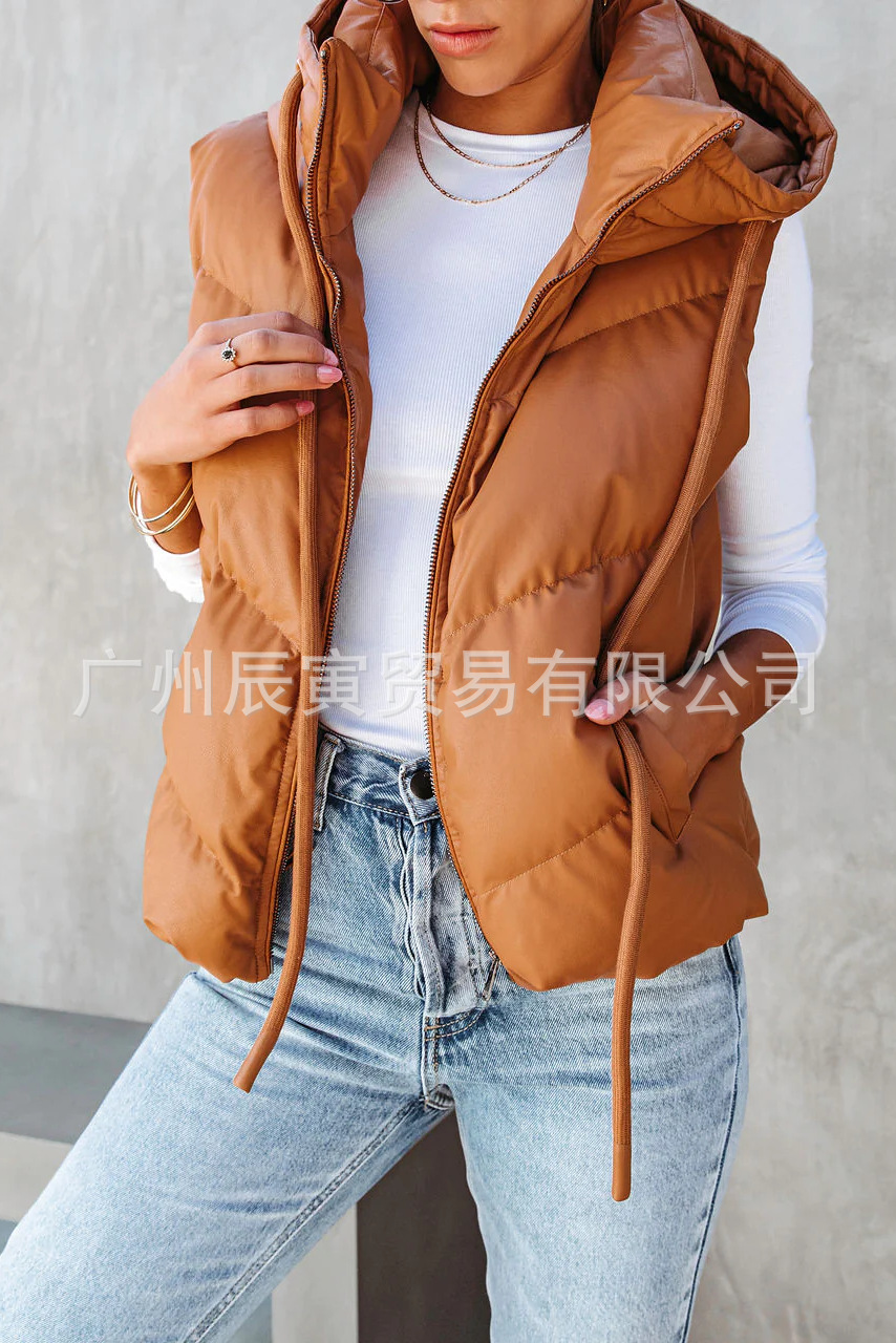 Women's Solid Color Hooded Pad - Women'S Fashion Gilet recensione e prezzo