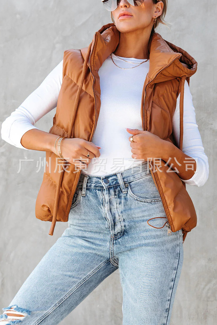 Women's Solid Color Hooded Pad - Women'S Fashion Gilet recensione e prezzo