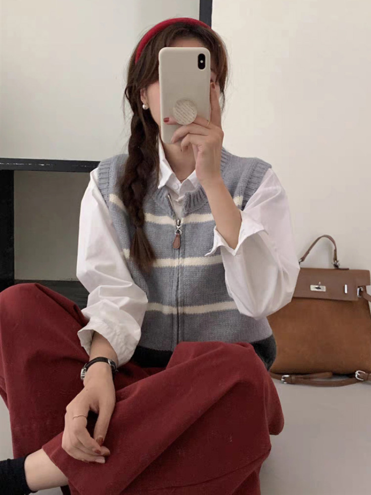 Striped Zipper Cardigan Knitte - Women'S Fashion Gilet recensione e prezzo