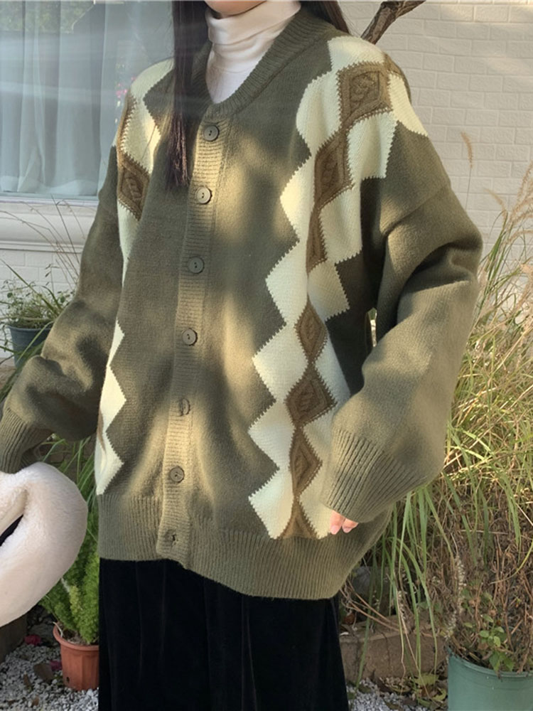 Baggy Fashion Diamond Grid Kni - Women'S Fashion Gilet recensione e prezzo
