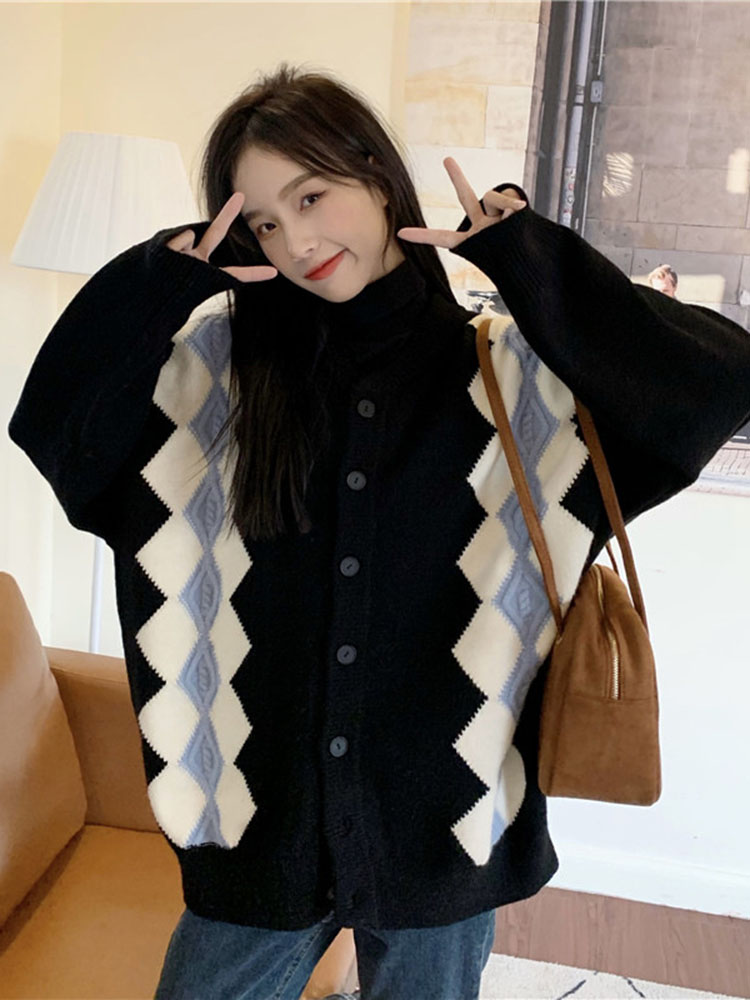 Baggy Fashion Diamond Grid Kni - Women'S Fashion Gilet recensione e prezzo