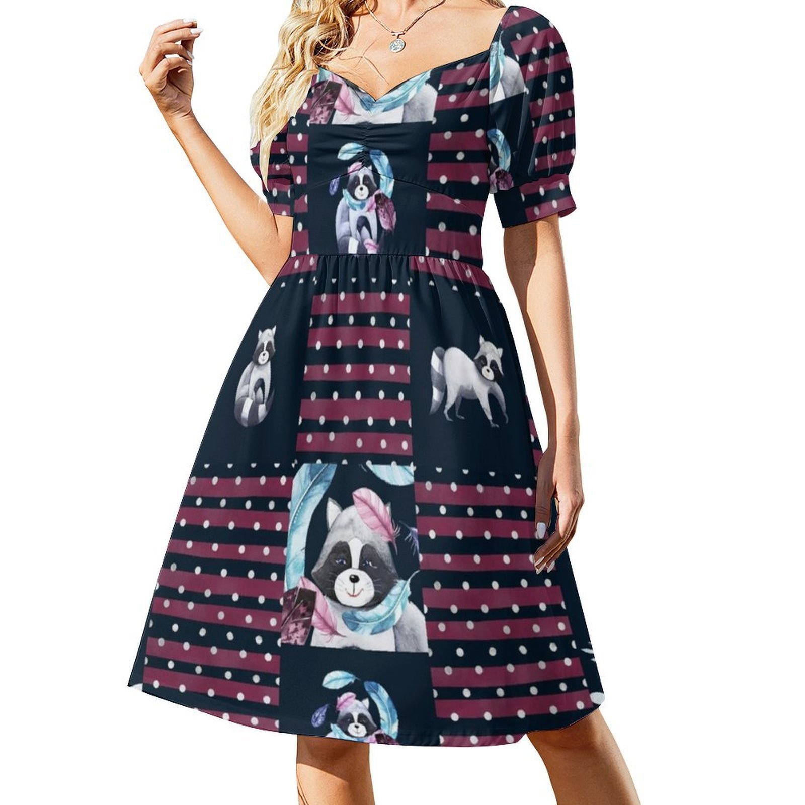 Raccoons Floral Feather Floral - Smocked Dress Women recensione e prezzo