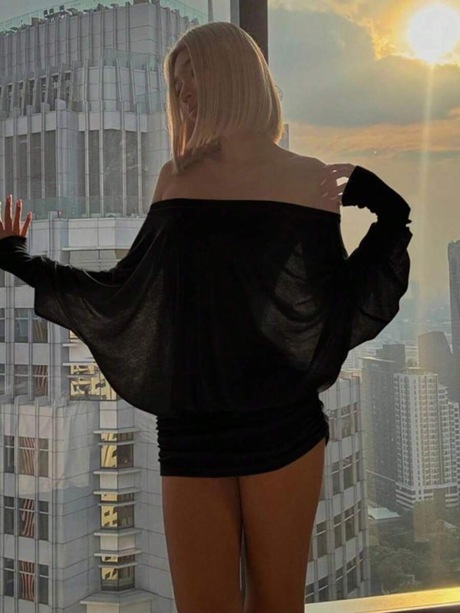 Off Shoulder Ruched Mini Dress - Ruched Dress Mini recensione e prezzo
