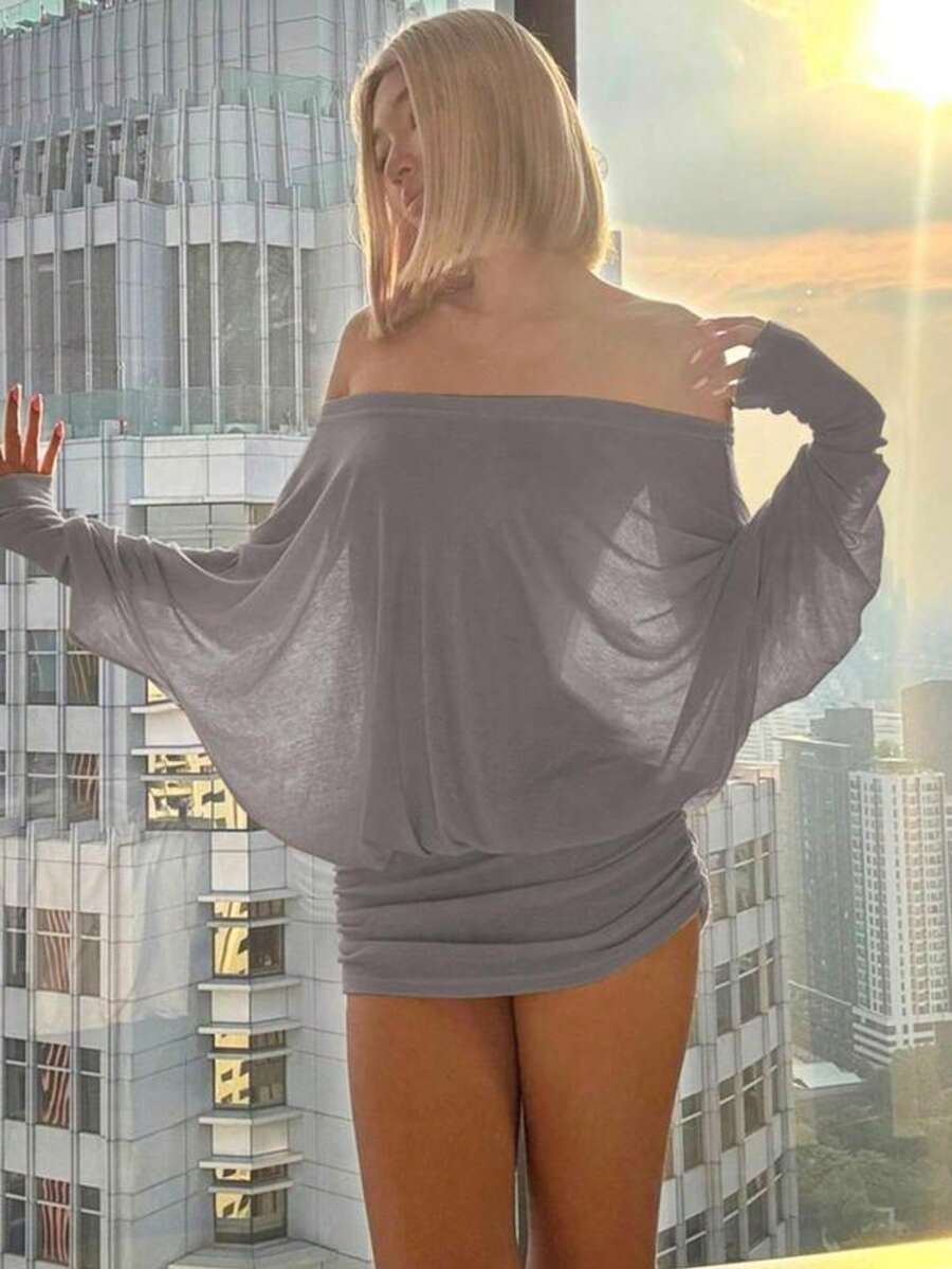 Off Shoulder Ruched Mini Dress - Ruched Dress Mini recensione e prezzo