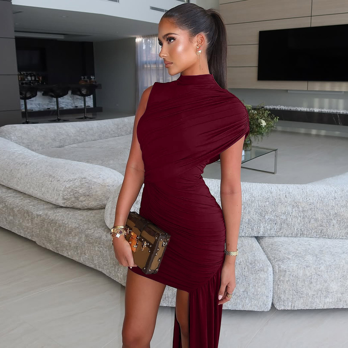 Summer Draped Ruched Sexy Mini - Ruched Dress Mini recensione e prezzo