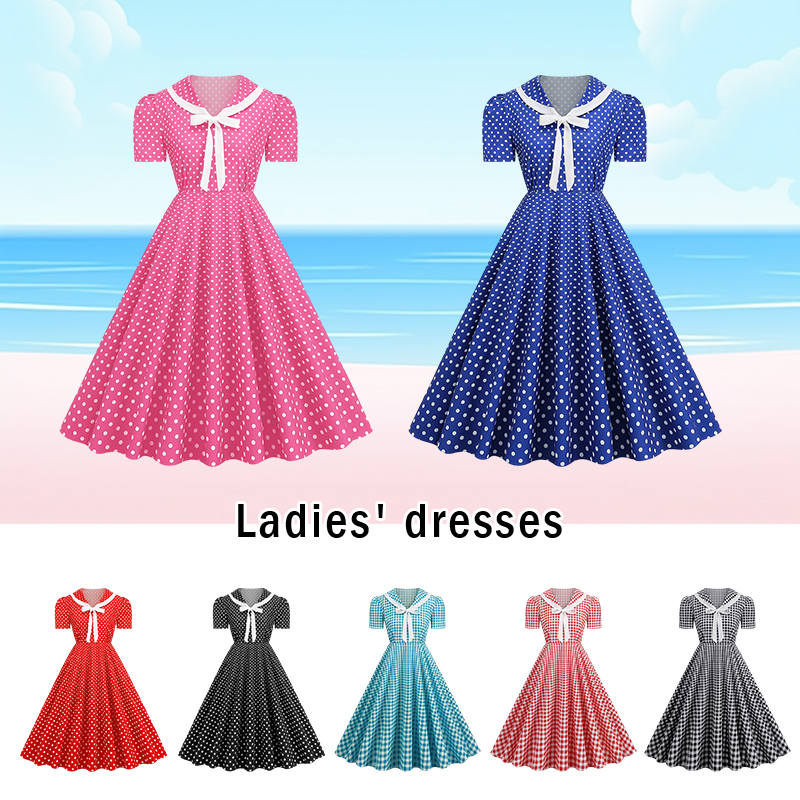 Polka Dot Printed Vintage Larg - Women'S Fashion Of The 60S recensione e prezzo