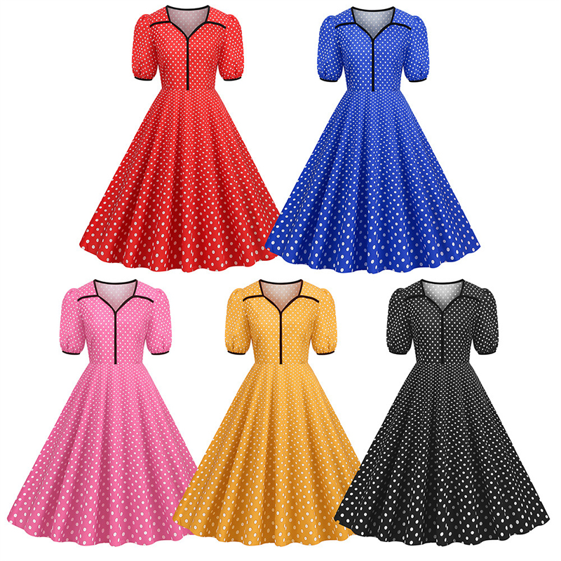 Polka Dot Printed Vintage Larg - Women'S Fashion Of The 60S recensione e prezzo