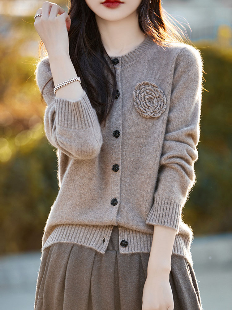 Flower Knitted Cardigan Long S - Women'S Fashion Gilet recensione e prezzo