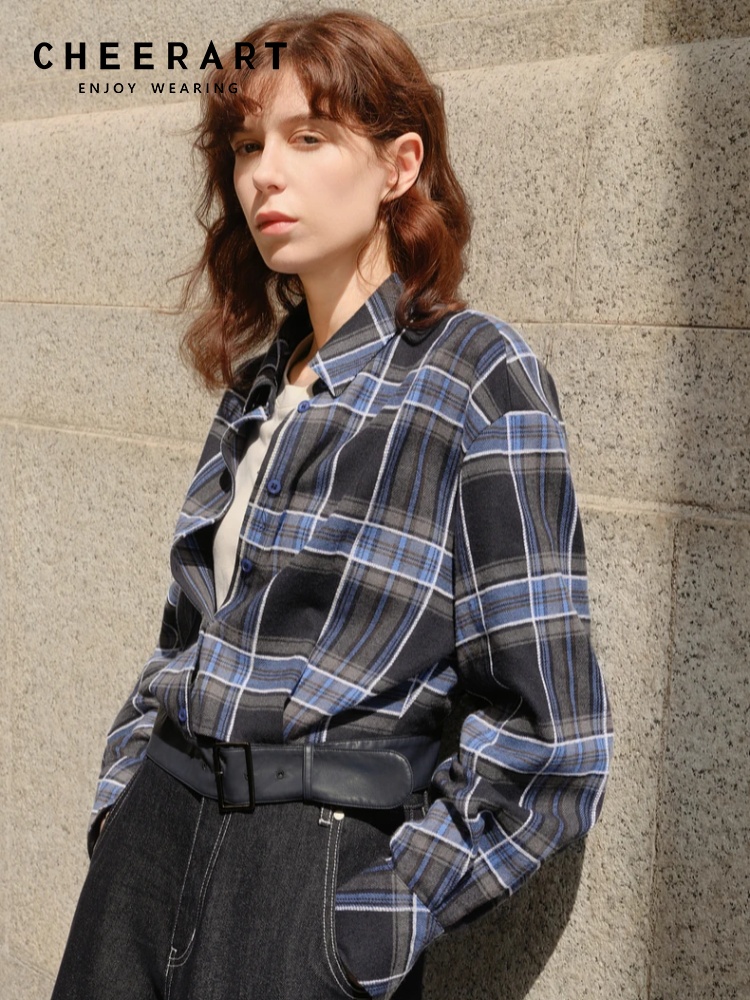 CHEERART Designer Plaid Blue L - Women'S Fashion Designer Clothes recensione e prezzo