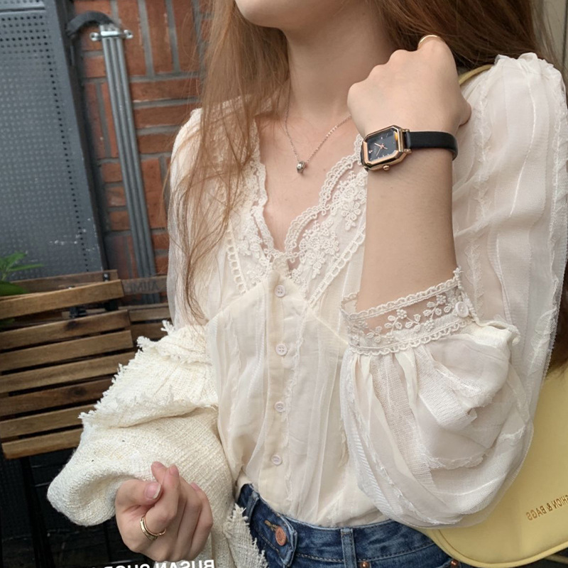 Shirts Women Lace Patchwork Fa - Women'S Fashion Designer Clothes recensione e prezzo