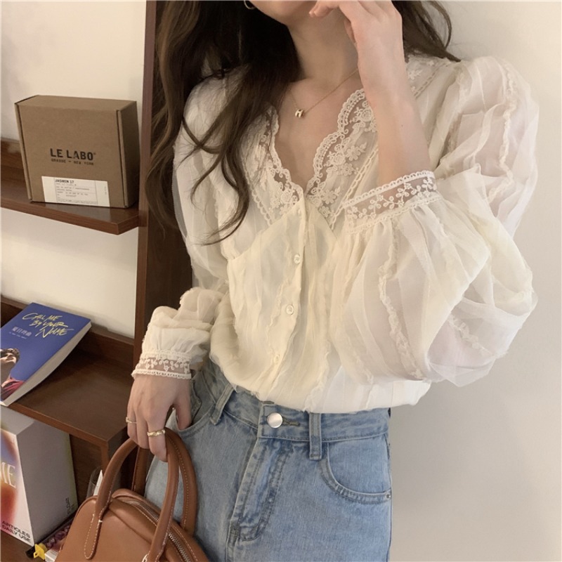 Shirts Women Lace Patchwork Fa - Women'S Fashion Designer Clothes recensione e prezzo