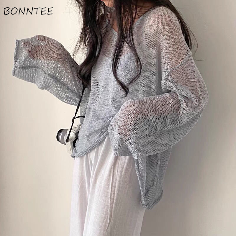 Thin Pullovers Women Knit Holl - Women'S Fashion Designer Clothes recensione e prezzo