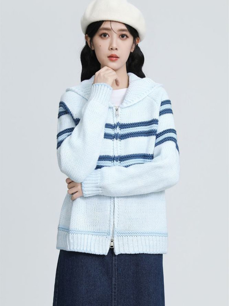 Turn-Down Collar Striped Knitt - Women'S Fashion Gilet recensione e prezzo