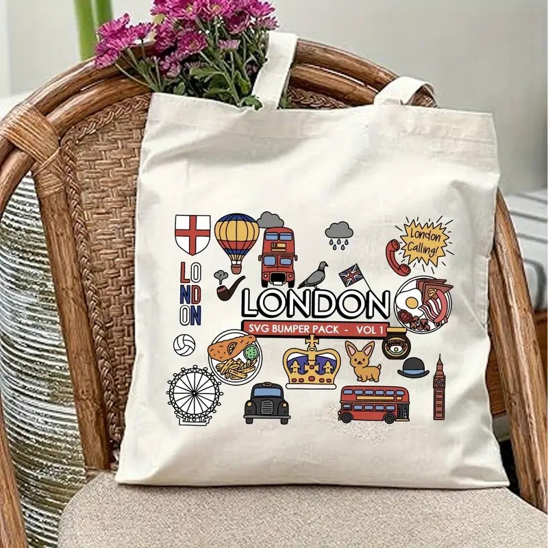 London UK Graphic Canvas Tote  - Women'S Fashion London recensione e prezzo