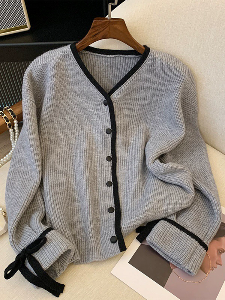 Baggy Striped V-Neck Knitted C - Women'S Fashion Gilet recensione e prezzo