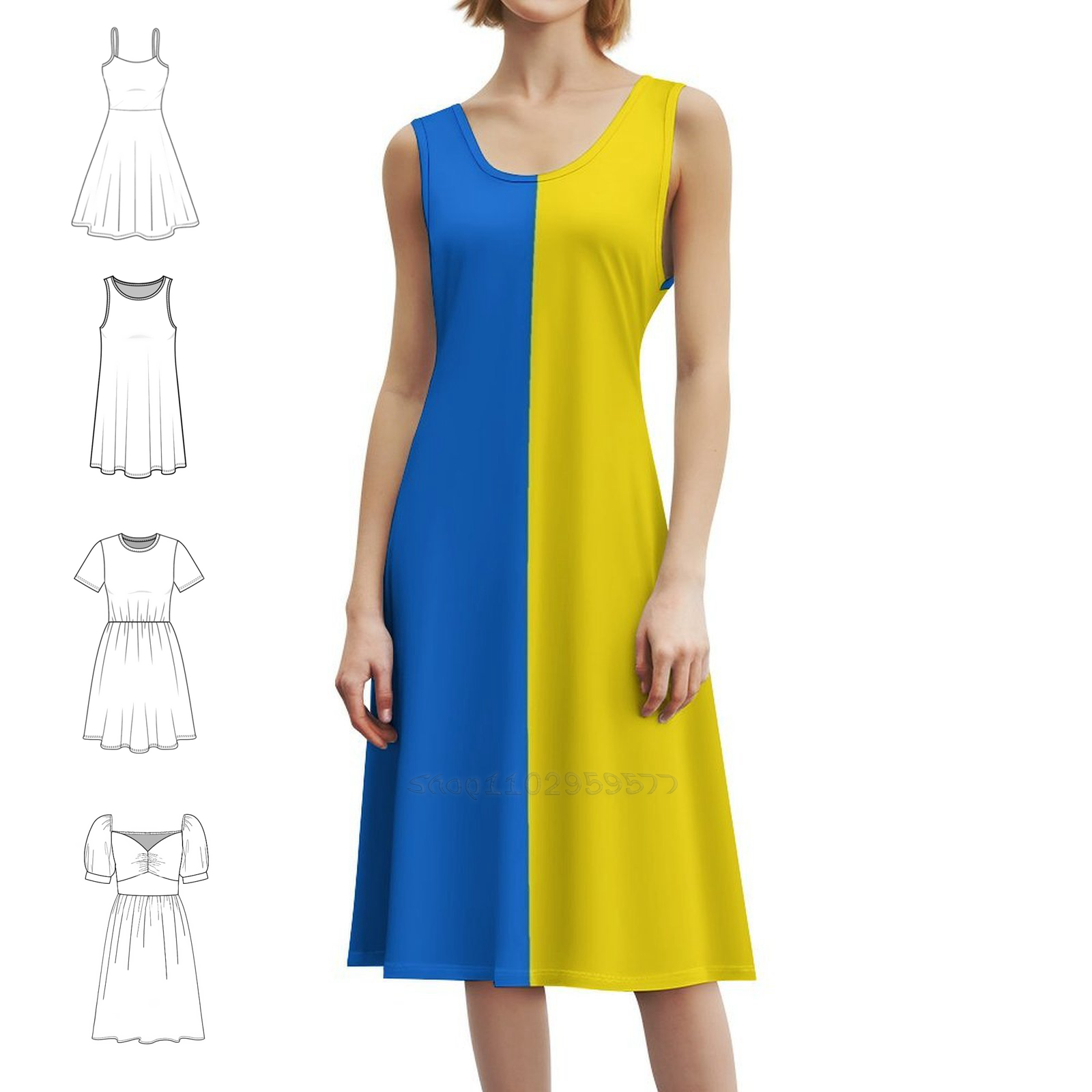 Ukrainian Flag Floral Smock Dr - Smocked Dress Women recensione e prezzo