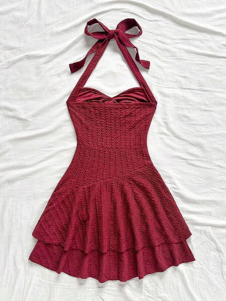 Red Halter Neck Mini Dress Wit - Ruched Dress Mini recensione e prezzo