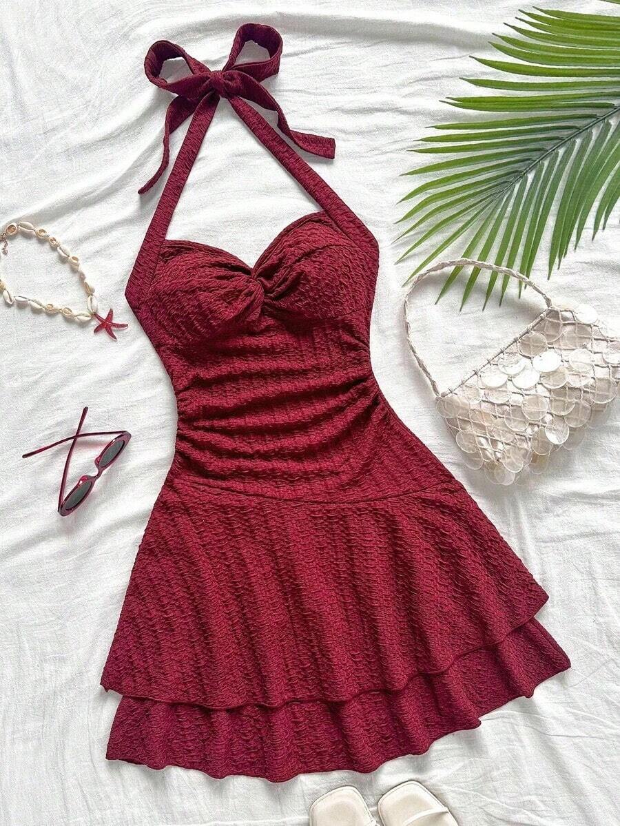 Red Halter Neck Mini Dress Wit - Ruched Dress Mini recensione e prezzo