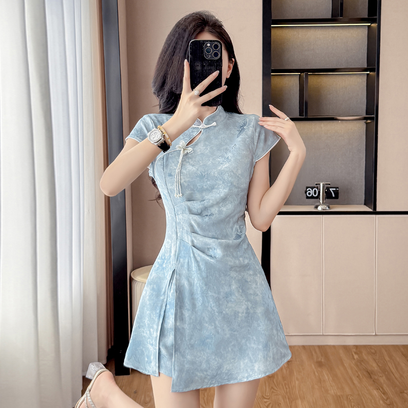 New Chinese Style Cheongsam Se - Ruched Dress Mini recensione e prezzo