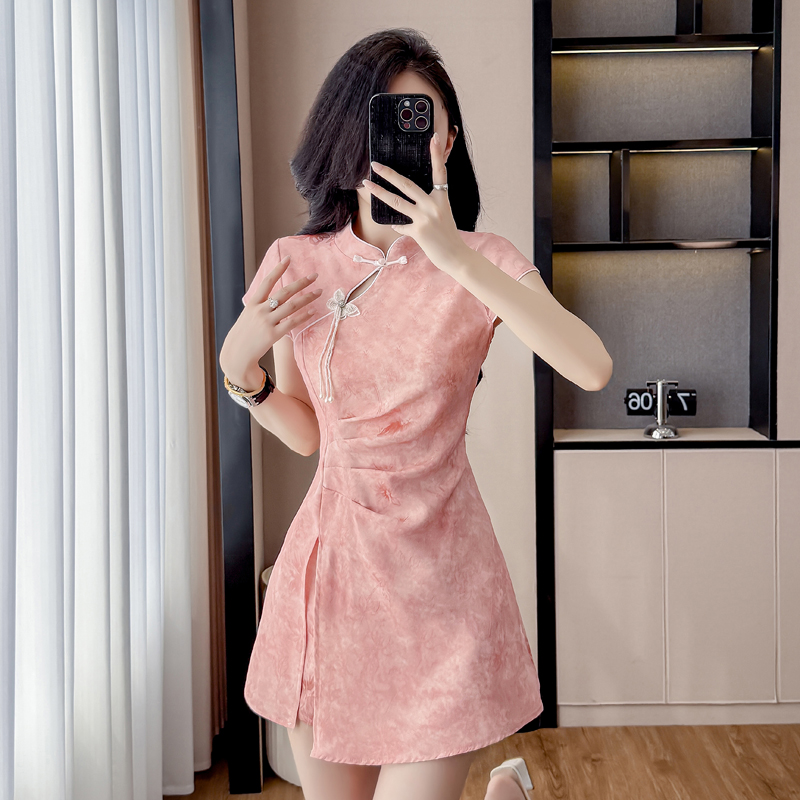 New Chinese Style Cheongsam Se - Ruched Dress Mini recensione e prezzo